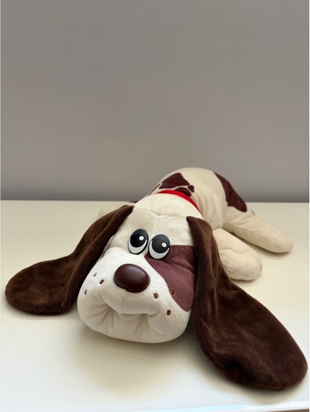 PB Bear Plush Dog with Brown Spots and Red Collar